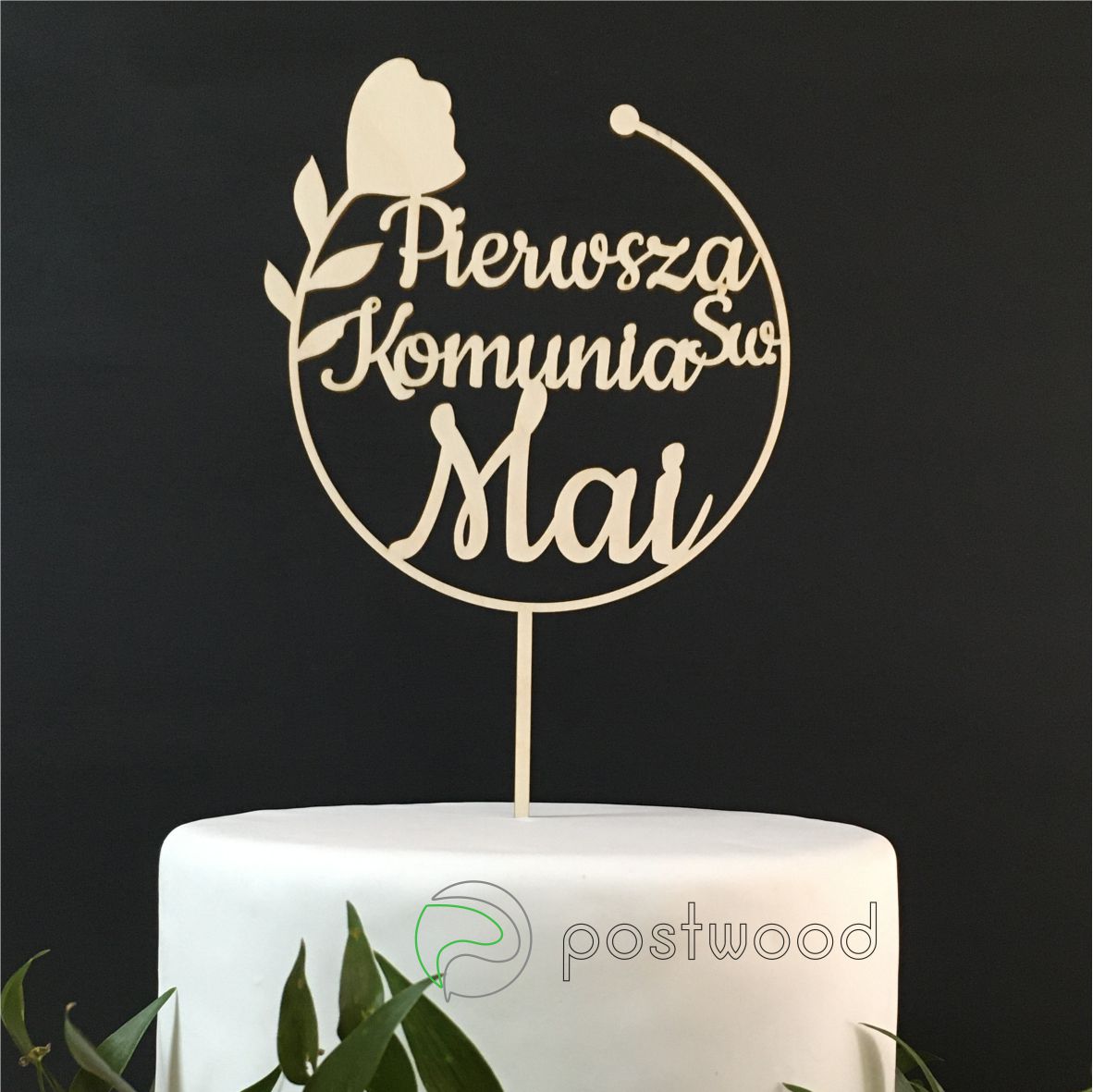 drewniany topper komunijny